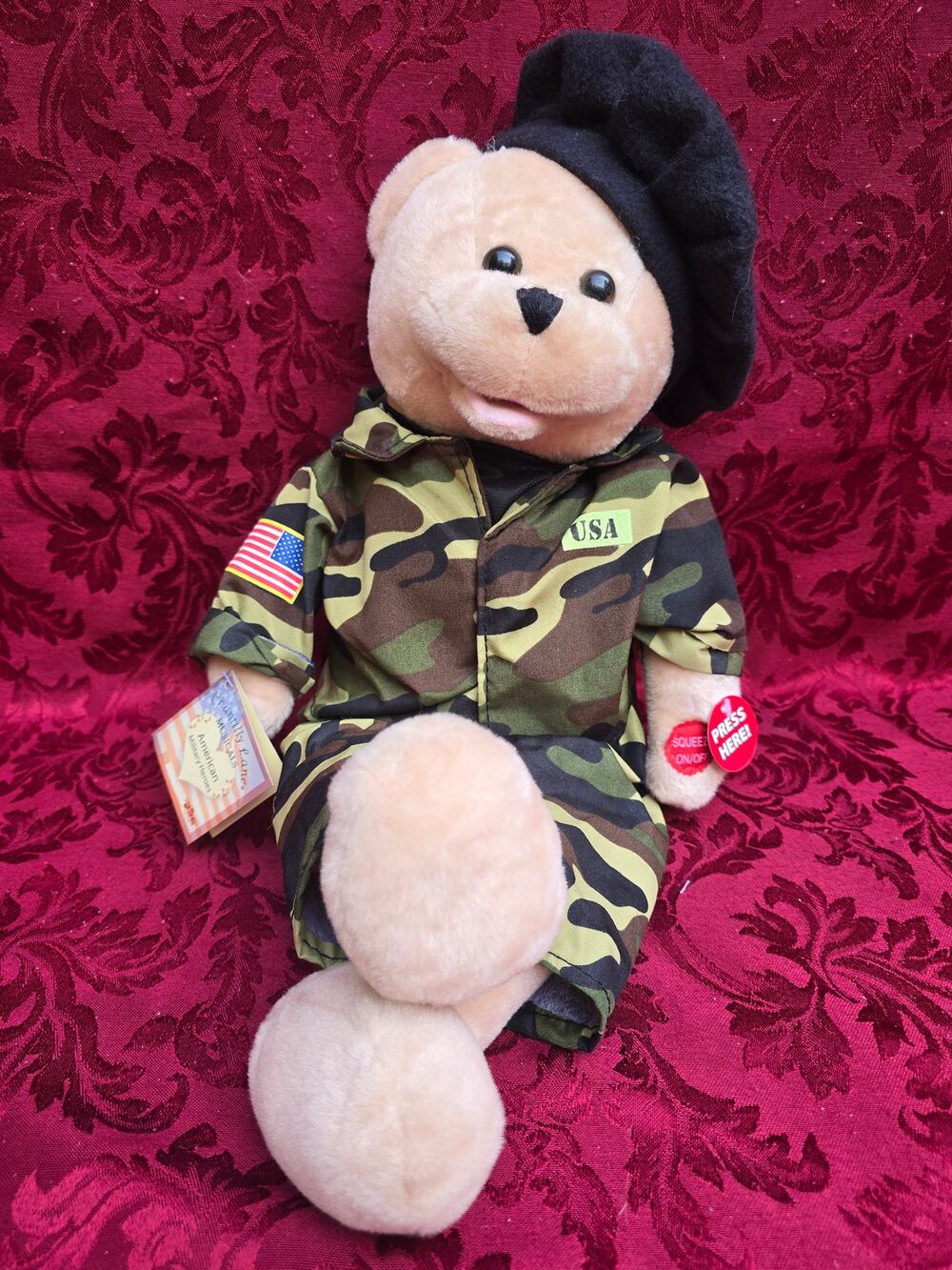 Chantilly Lane 19 Inch Army Military Hero Musical Singing Teddy Bear PBC